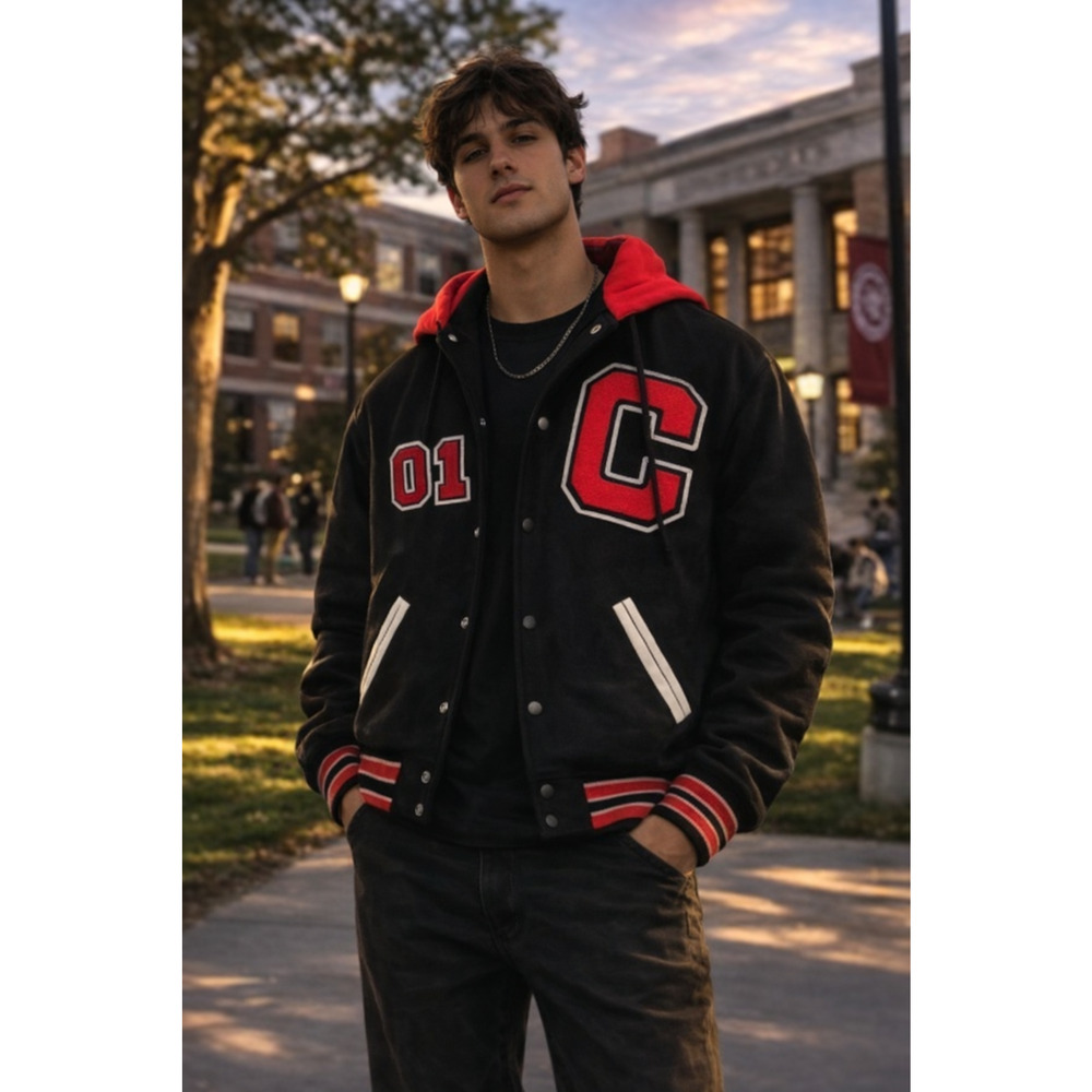 Vtg 90's Streetwear Letterman Varsity Men's Jacket Wool Sz 44 Academia Oversized